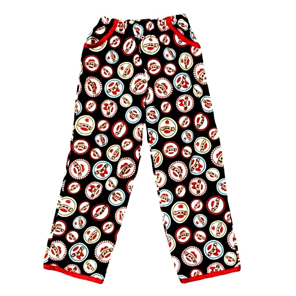 Handmade Christmas Sock Monkey Flannel PJ Pants Unisex Measurements Below